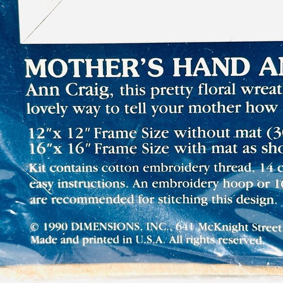 Vintage Sunset Counted Cross Stitch Kit "Mothers Hand & Heart" 12x12 Inch (1990) - Picture 6 of 9